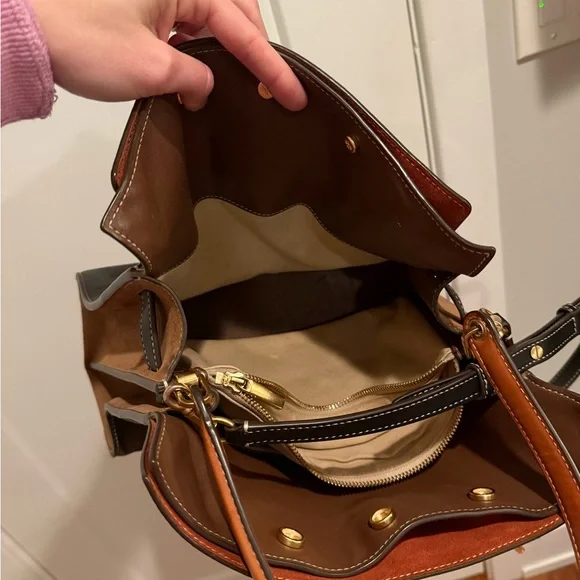 Tory Burch Lee Radziwill Black and Brown Shoulder Bag - Picture 10 of 14